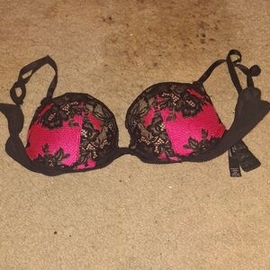 Victoria's Secret Black and Pink Lace Bra